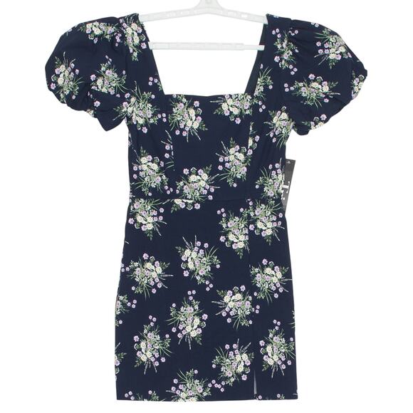 NWT Trixxi Dress Floral Mini Cottage Coquette Puff Sleeve Romantic Blue Medium - Picture 1 of 7